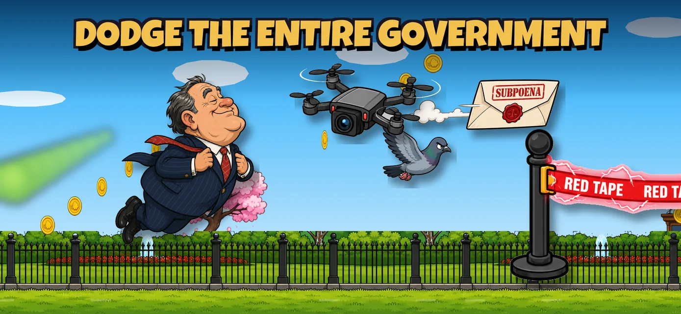 Flying through a gauntlet of red tape barricades, a subpoena missile, a pigeon and a paparazzi drone